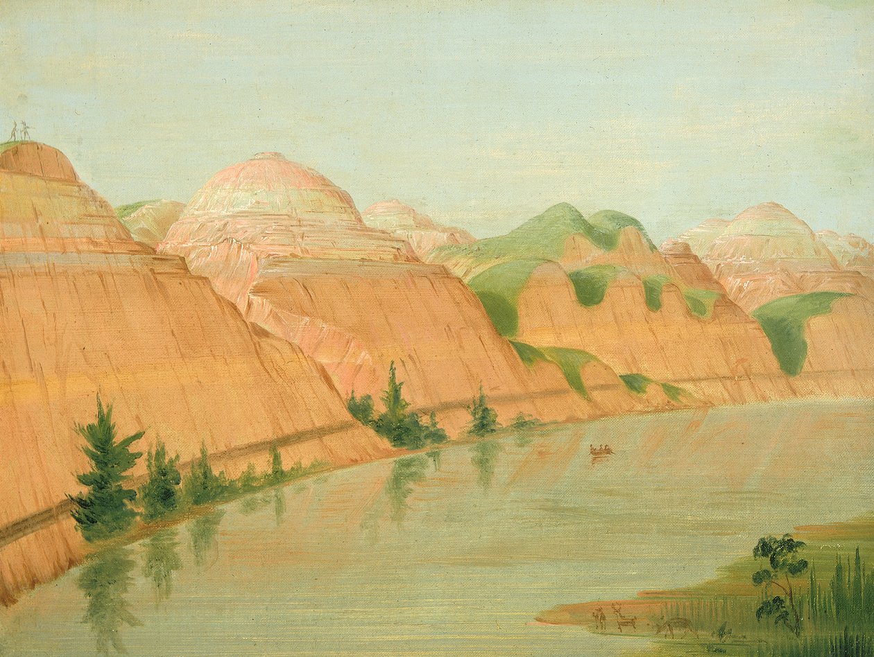 壮观的克莱悬崖，在圣路易斯以上1800英里，1832年。 作者 乔治·卡特琳