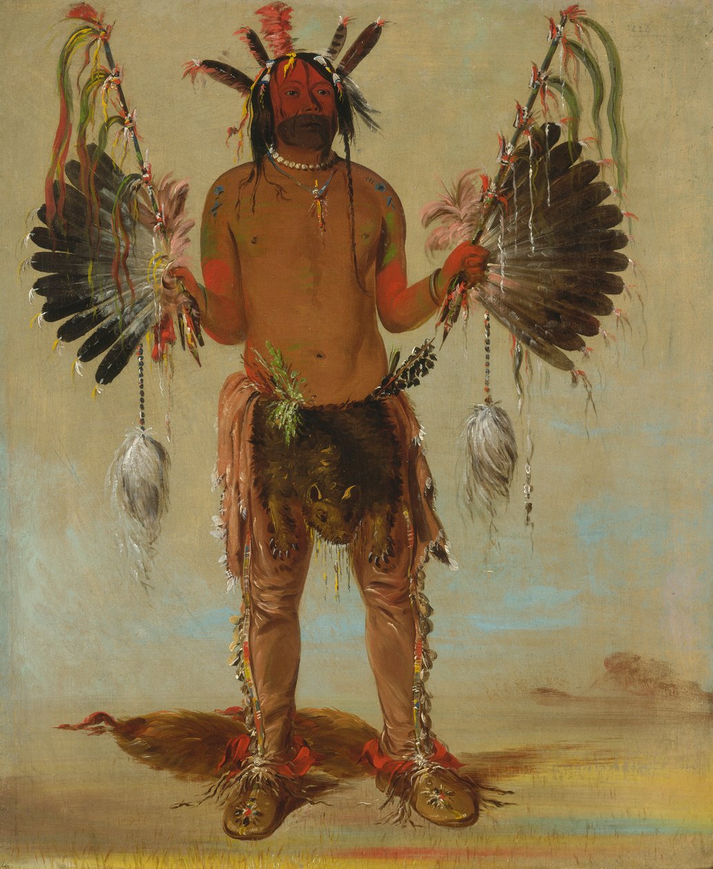 Mah-tó-he-ha，老熊，一个药师，1832年。 作者 乔治·卡特琳