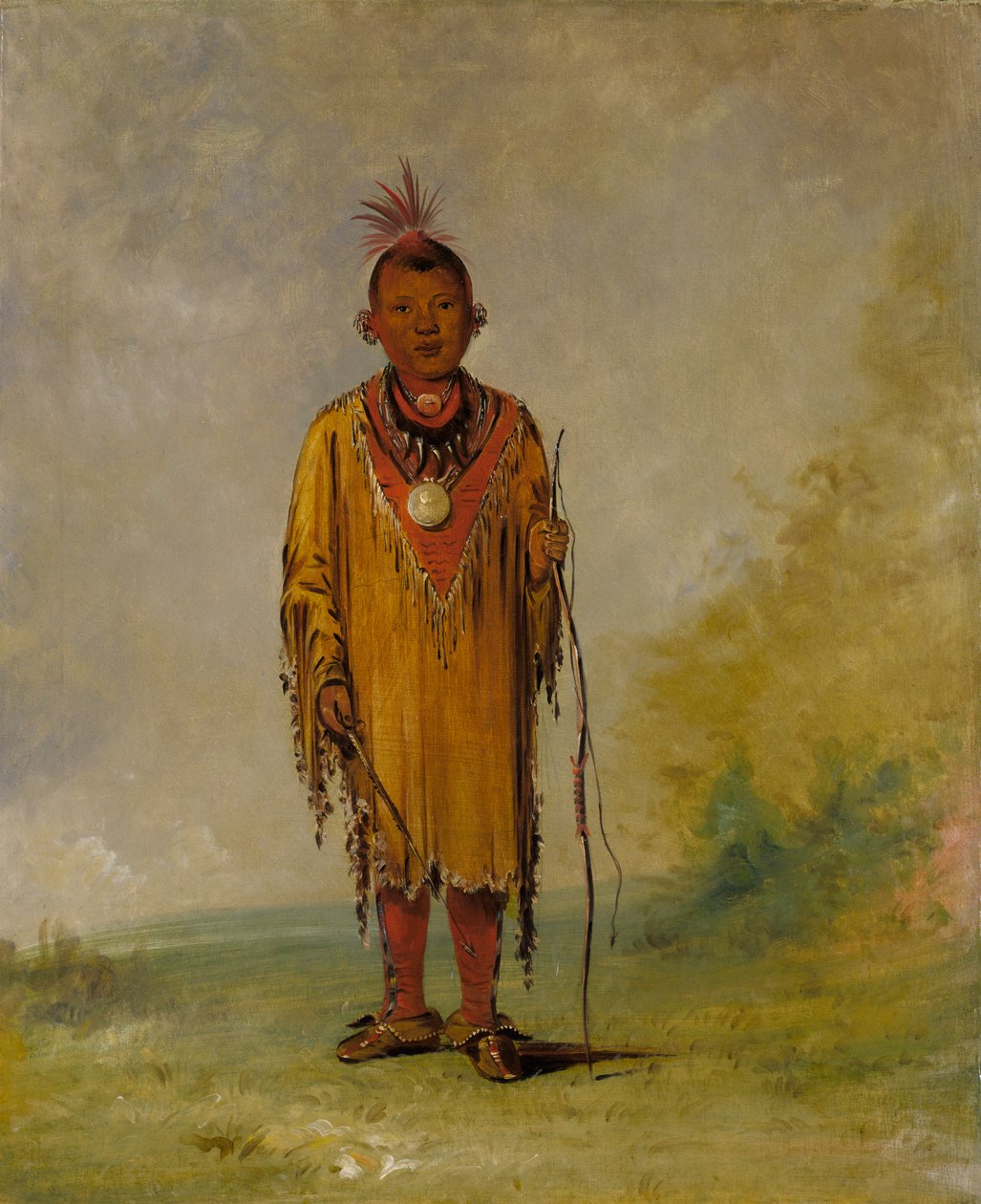 Me-sóu-wahk，鹿的头发，Kee-o-kúk的最爱儿子，1835年。 作者 乔治·卡特琳