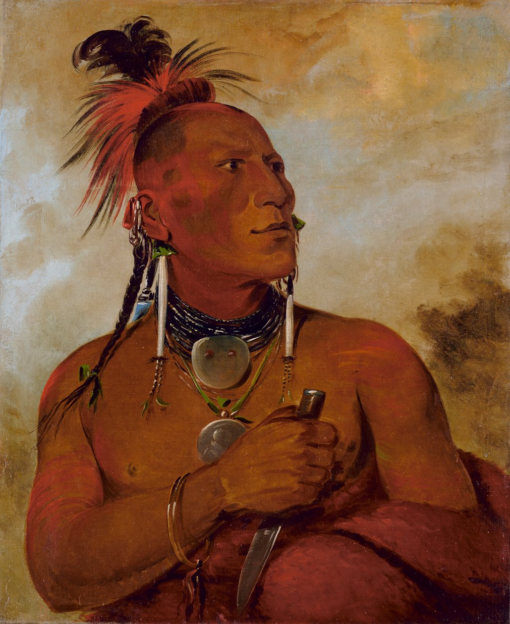 Meach-o-shín-gaw，小白熊，一位杰出的勇士，1832年。 作者 乔治·卡特琳