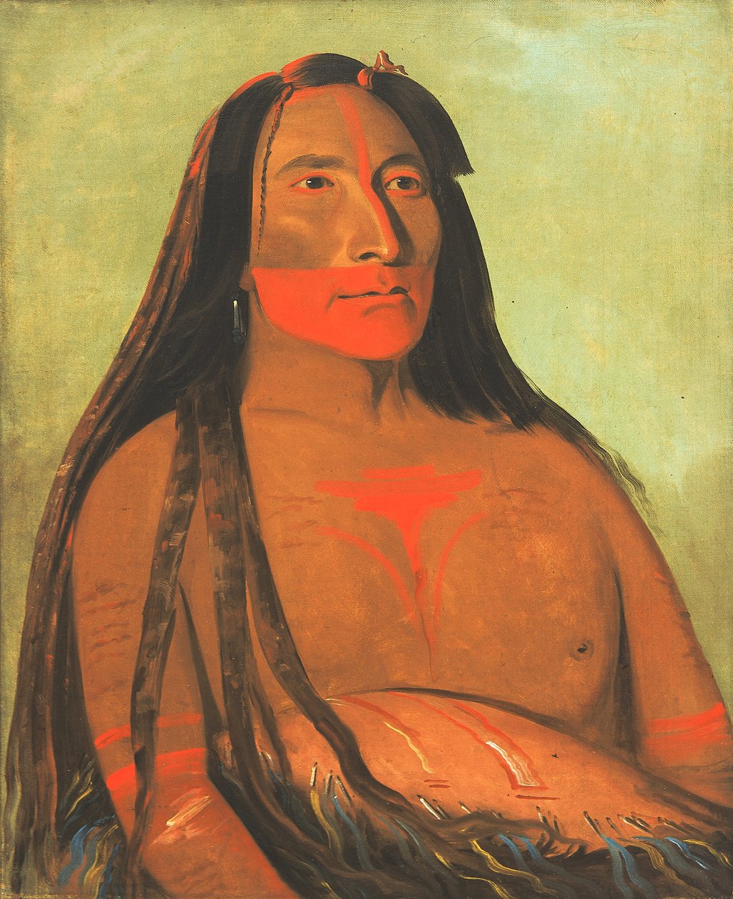 Máh-to-tóh-pa，四只熊，哀悼的第二首领，1832年。 作者 乔治·卡特琳