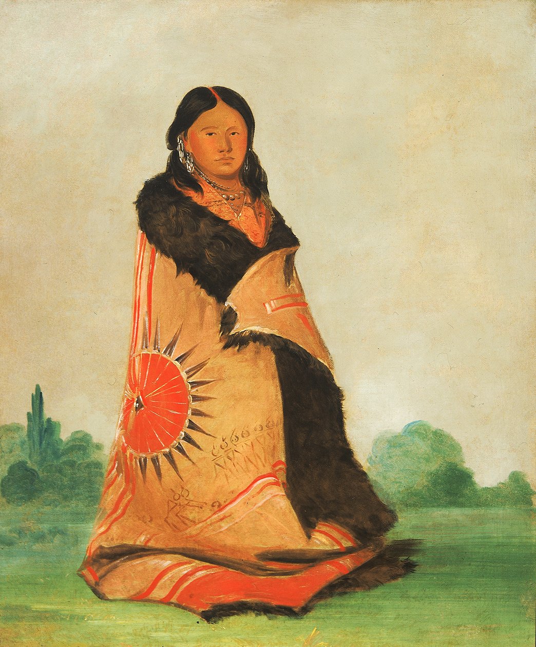 Mong-shóng-sha，弯曲的柳树，大酋长的妻子，1832年。 作者 乔治·卡特琳