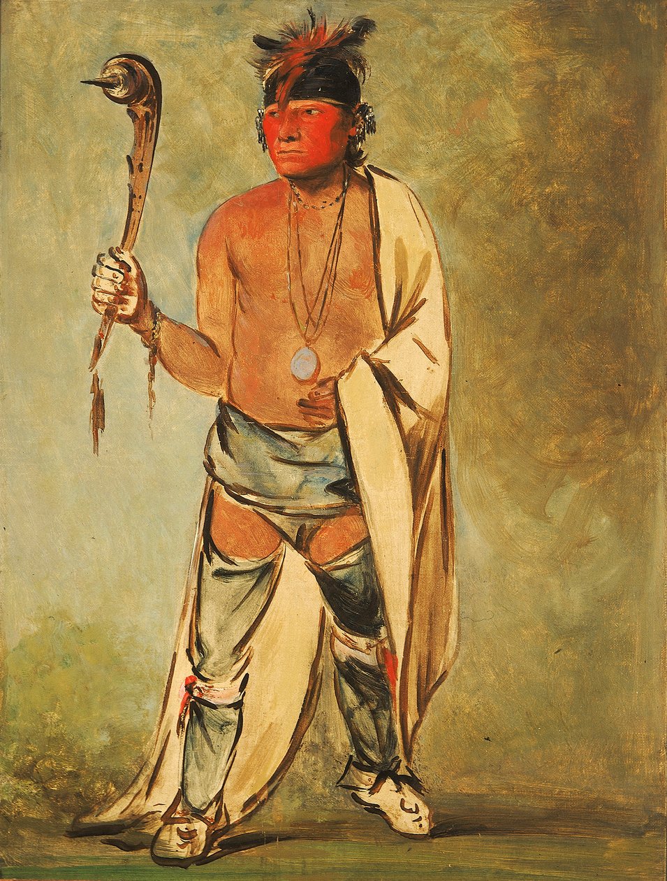 Naugh-háigh-hee-kaw，《润泽森林的人》，1828年。 作者 乔治·卡特琳