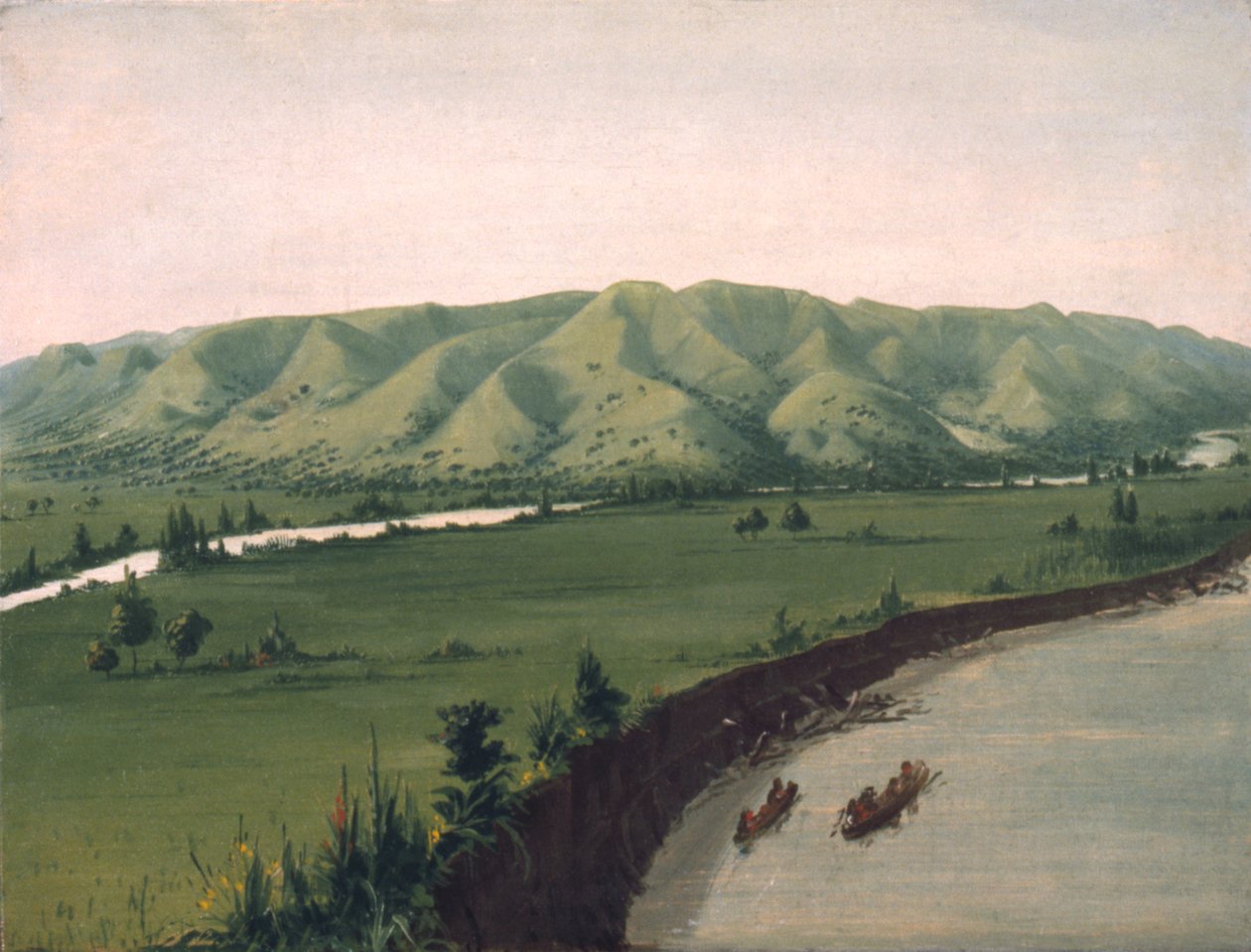 Nishnabottana悬崖，距离圣路易斯1070英里，1832年。 作者 乔治·卡特琳