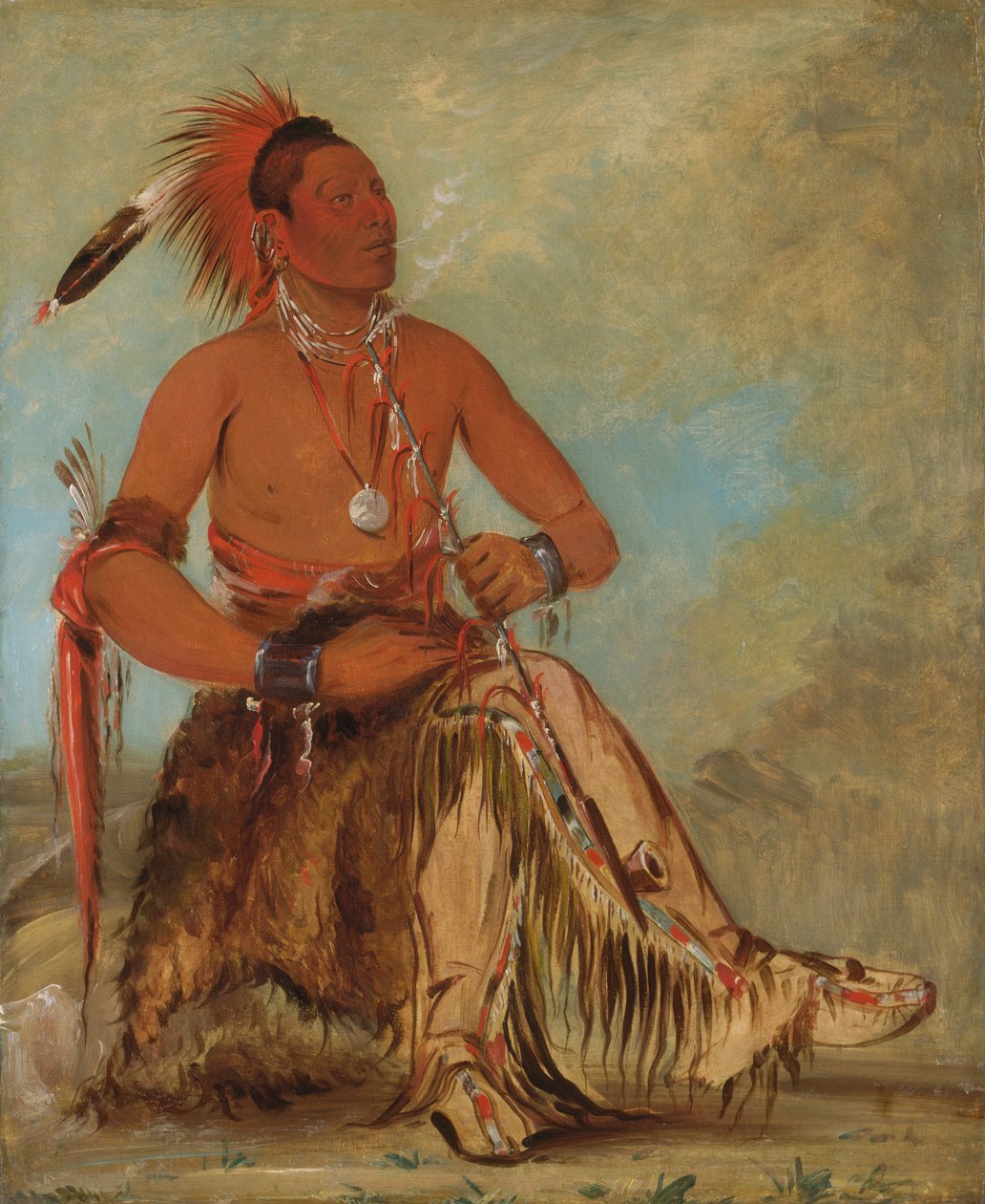 Nóm-ba-mon-nee, Double Walker, a Brave, 1832。 作者 乔治·卡特琳