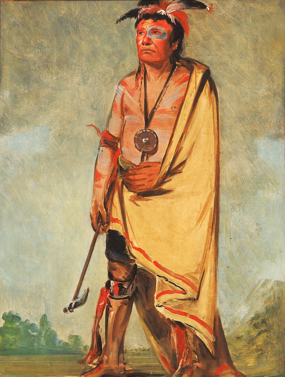No-ak-chóo-she-kaw，《打破灌木丛的人》，1828年。 作者 乔治·卡特琳