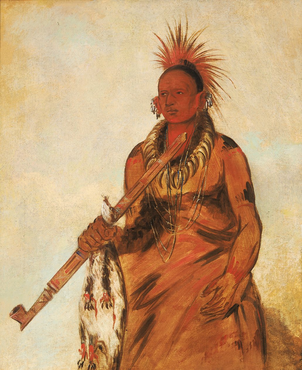 No-o-mún-nee, Walks in the Rain, a Warrior, 1832. 作者 乔治·卡特琳
