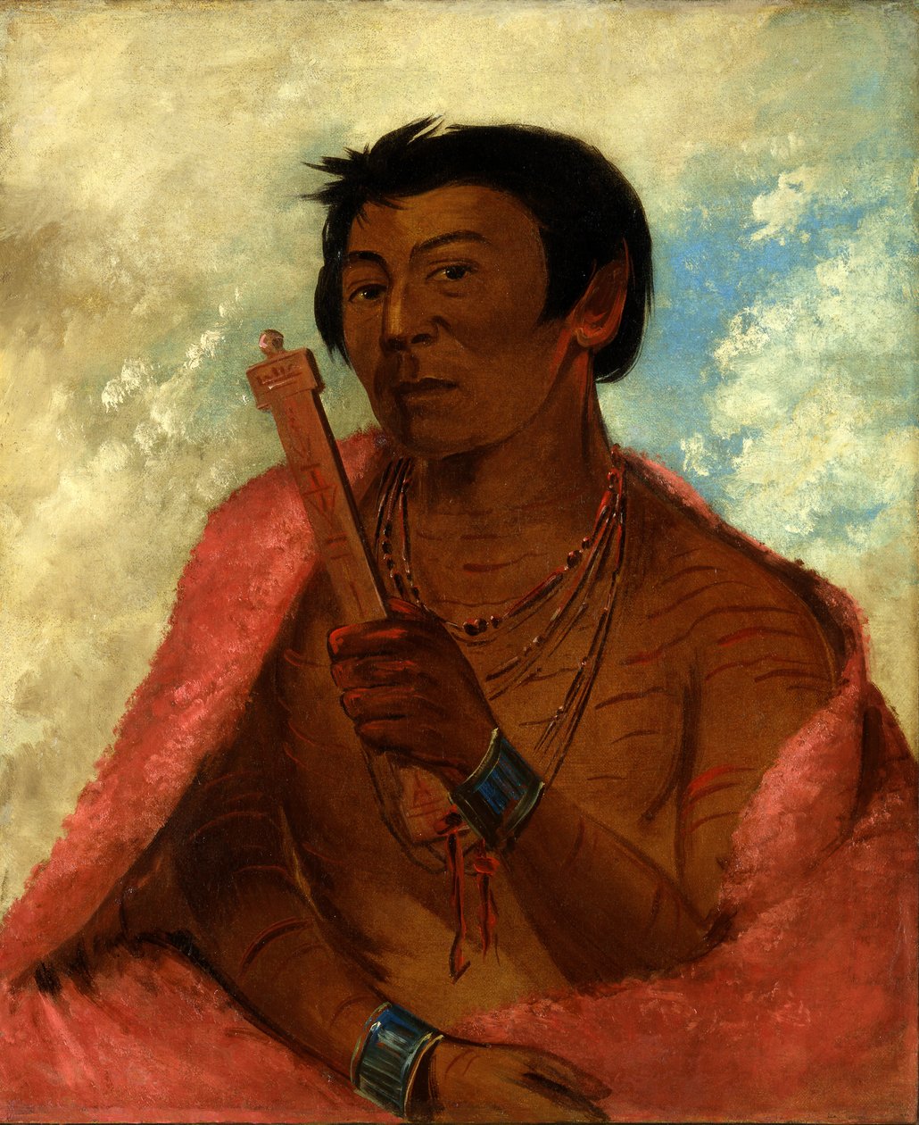 On-sáw-kie，索克人，在祈祷的时候，1830年。 作者 乔治·卡特琳