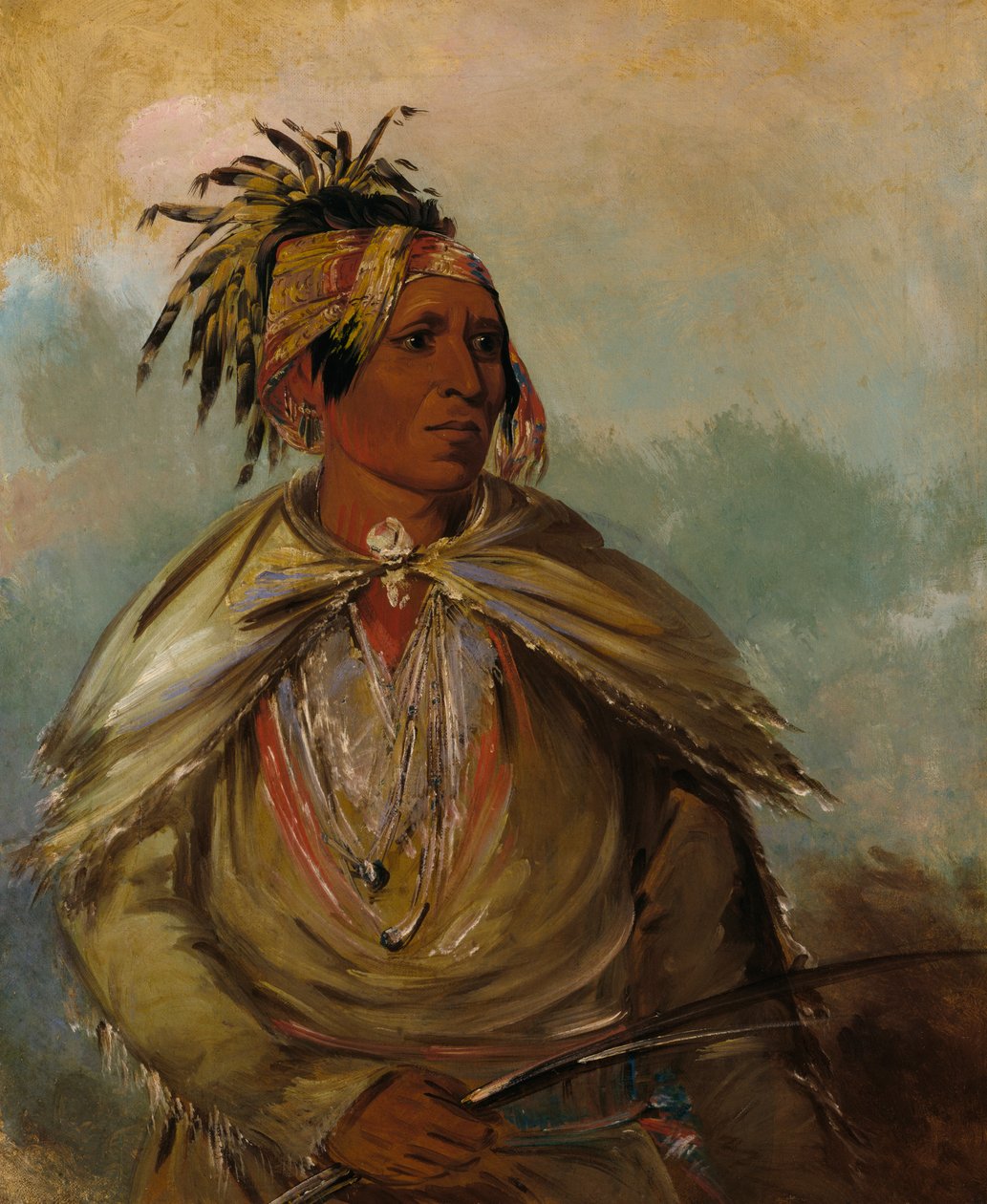 Pah-mee-ców-ee-tah，追踪的人，一个酋长，1830年。 作者 乔治·卡特琳