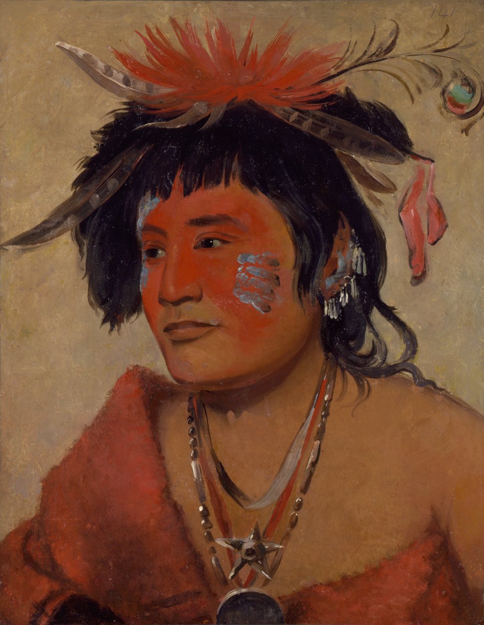 Pah-shee-náu-shaw，一个勇士，1831年。 作者 乔治·卡特琳