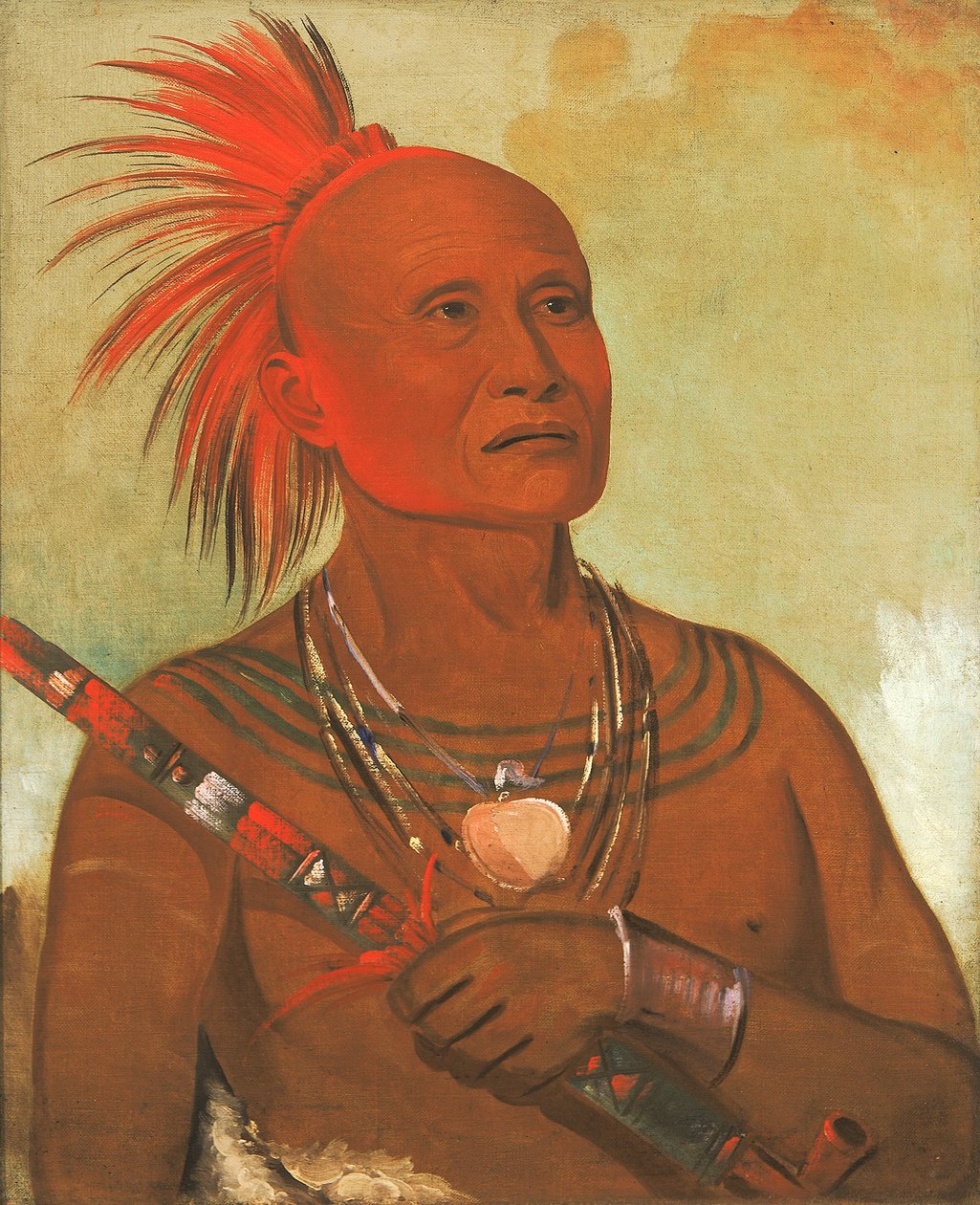 Pam-a-hó，游泳者，黑鹰的勇士之一，1832年。 作者 乔治·卡特琳