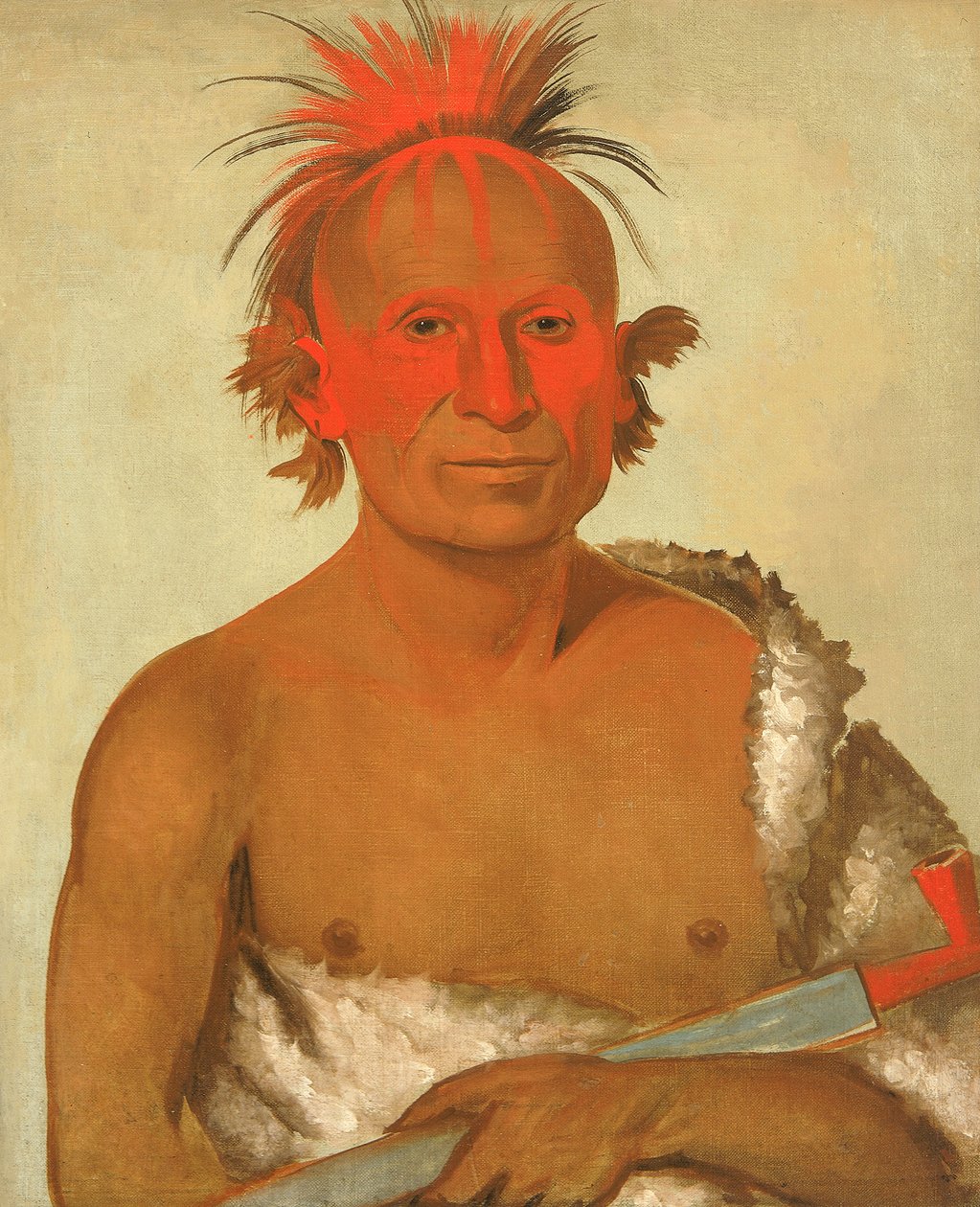 Pash-ee-pa-hó，小刺客酋长，年轻的，黑鹰的勇士之一，1832年。 作者 乔治·卡特琳
