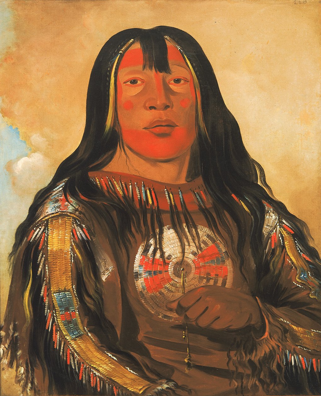 Peh-tó-pe-kiss，鹰的肋骨，一个皮根族酋长，1832年。 作者 乔治·卡特琳