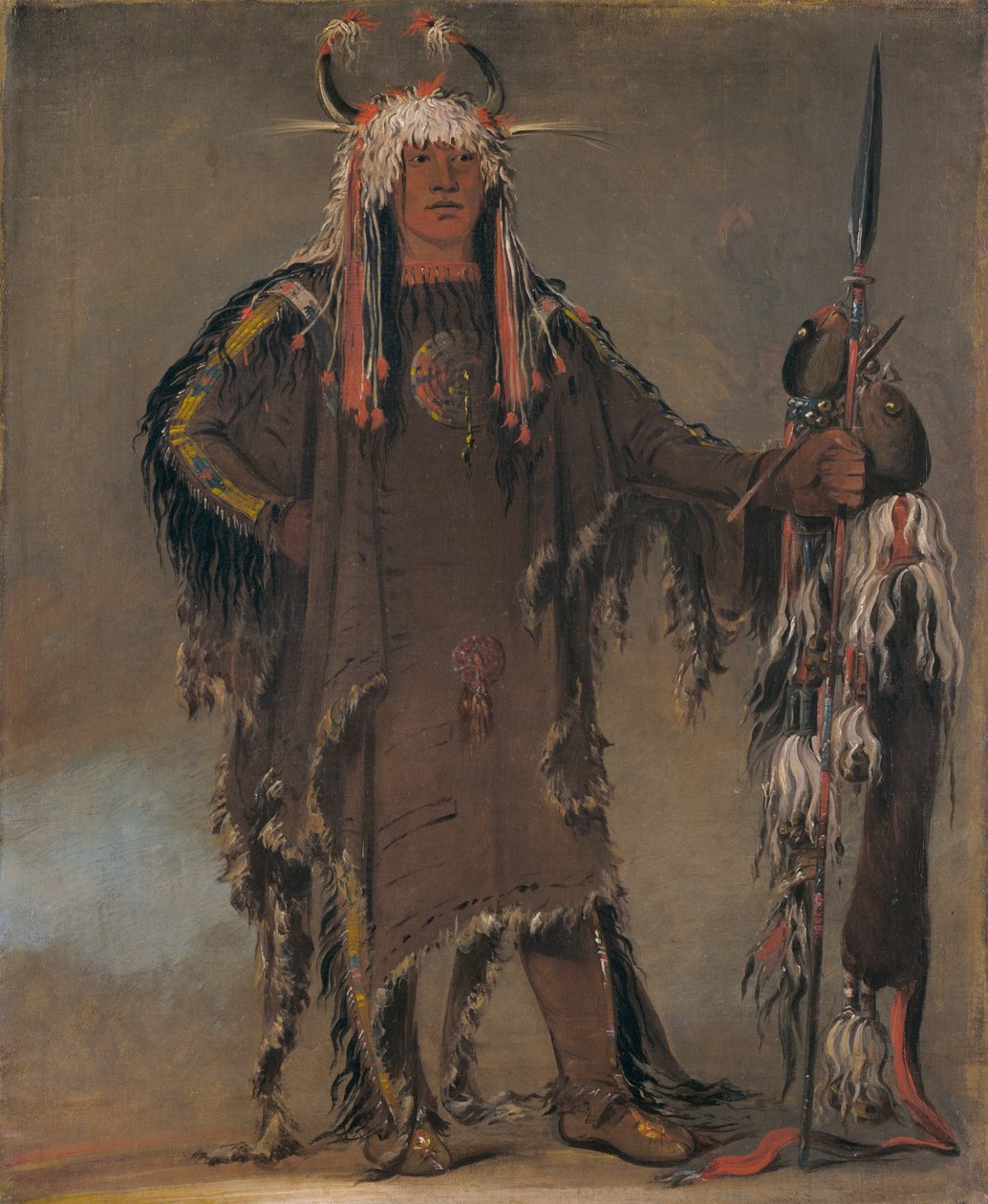 Peh-tó-pe-kiss，鹰的肋骨，一个皮根族酋长，1832年。 作者 乔治·卡特琳