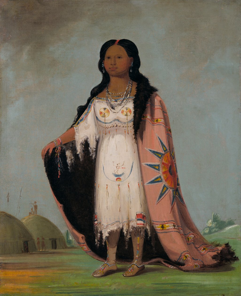 Pshán-shaw，甜香草，血手的12岁女儿，1832年。 作者 乔治·卡特琳