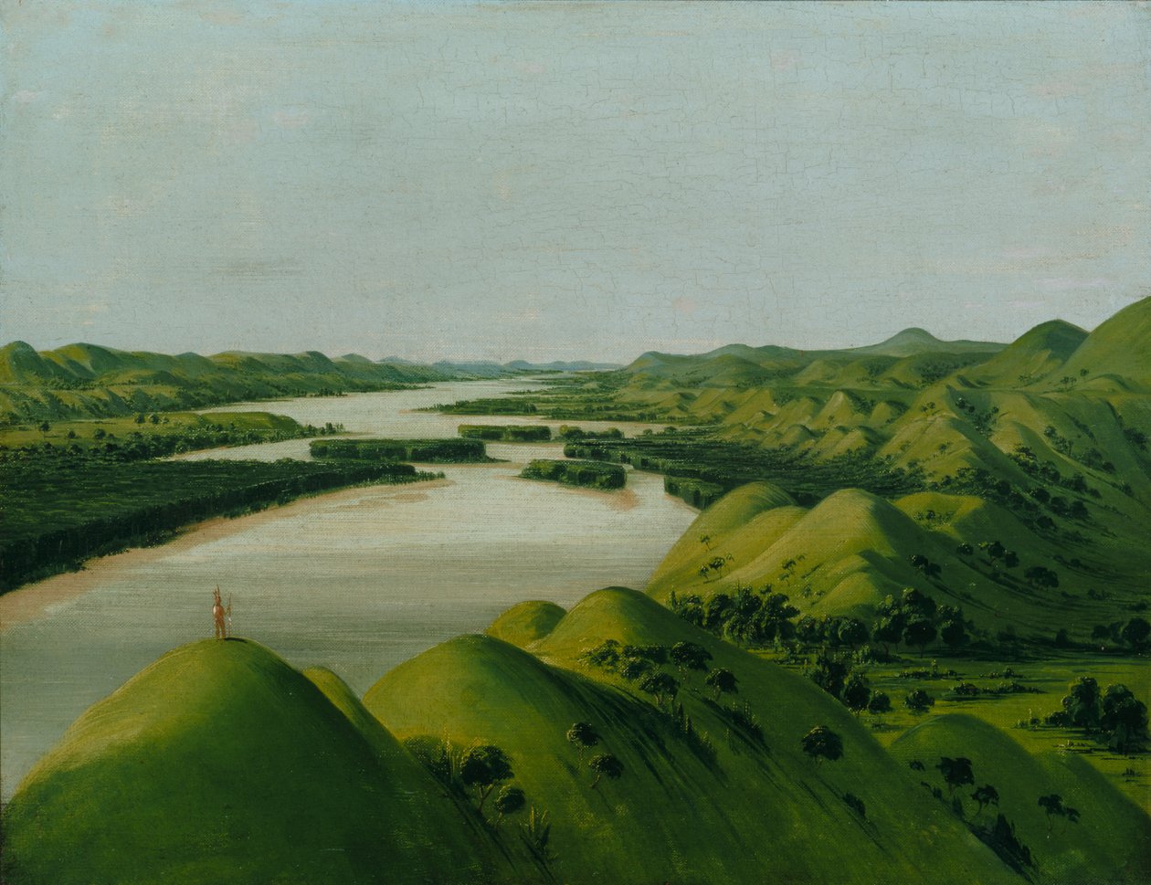 1832年，圣路易斯上方1320英里处的河流悬崖。 作者 乔治·卡特琳