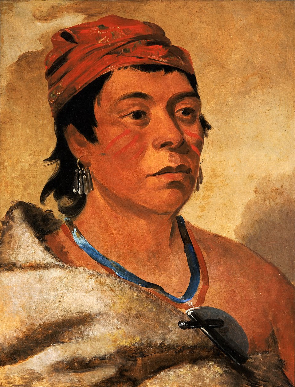圆岛，一个勇士，1831年。 作者 乔治·卡特琳