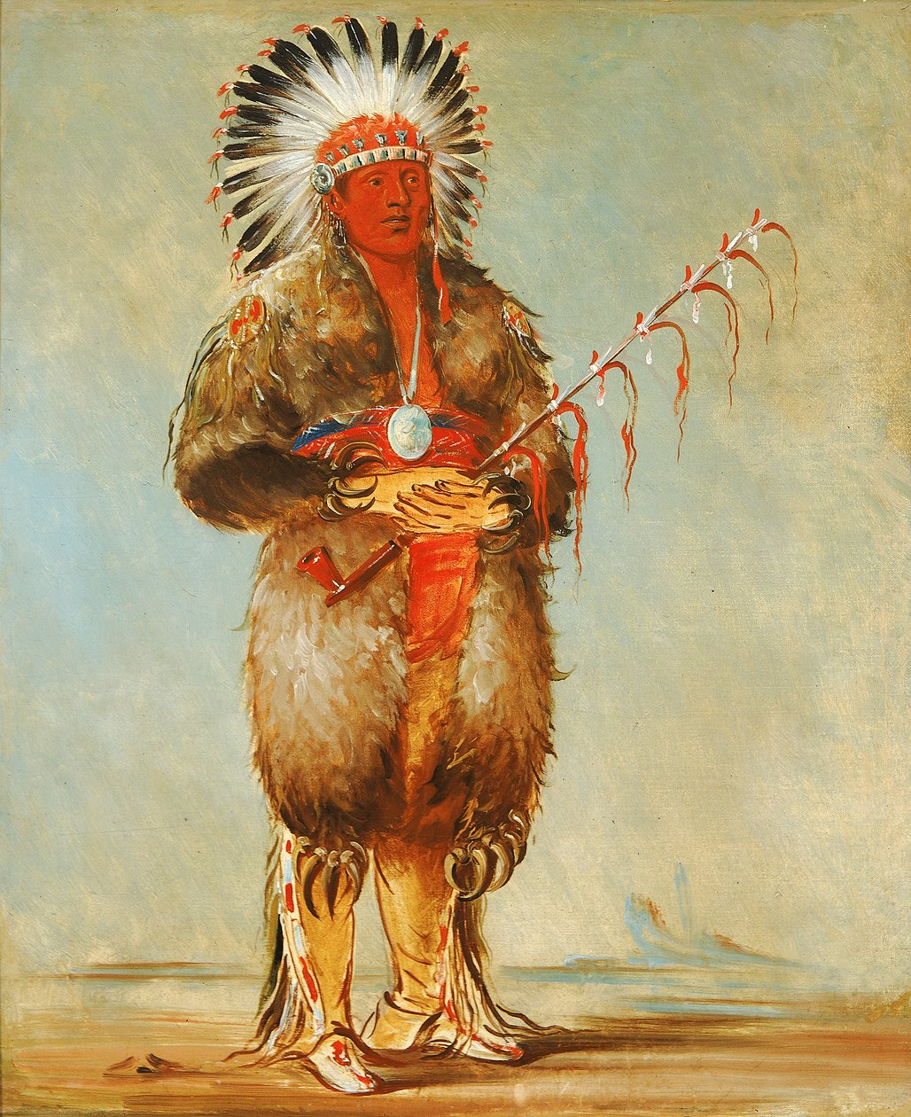 Ráw-no-way-wóh-krah, Loose Pipestem, a Brave, 1832. 作者 乔治·卡特琳