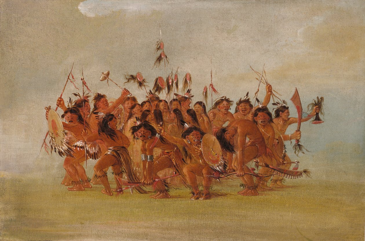 头皮舞，泰顿河口，1835-1837。 作者 乔治·卡特琳
