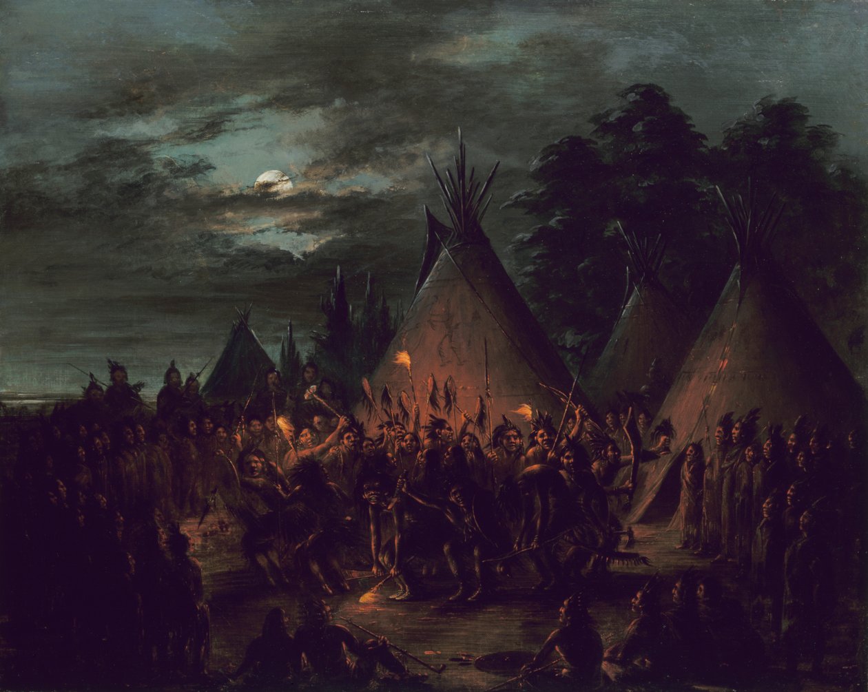 苏族的头皮舞，1845-1848年。 作者 乔治·卡特琳