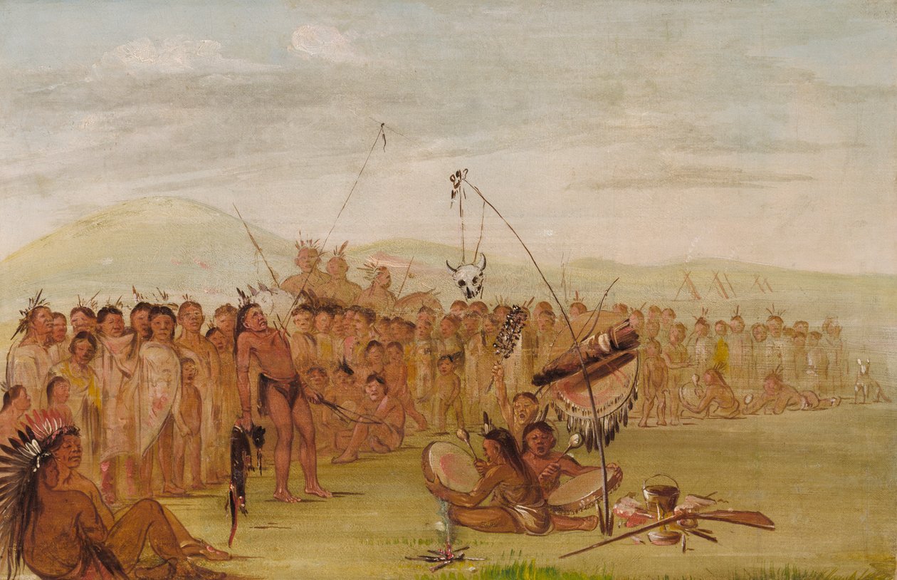 苏族宗教仪式上的自我折磨，1835-1837。 作者 乔治·卡特琳