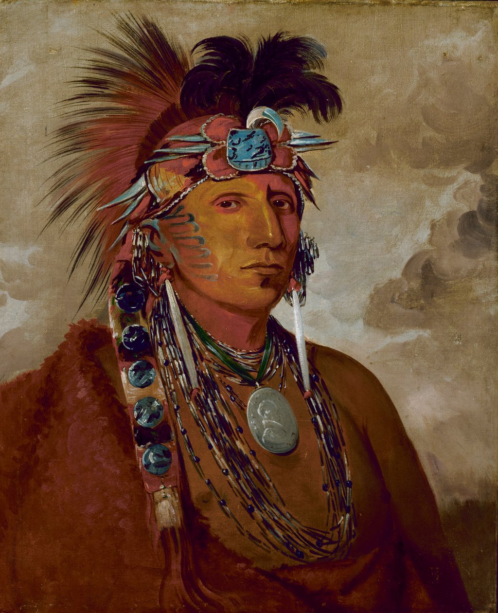 Shó-me-kós-see，《狼，一个酋长》，1832年。 作者 乔治·卡特琳