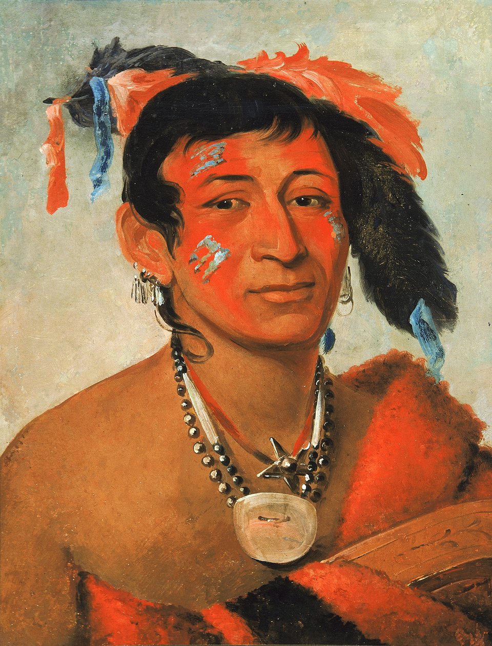 Sha-wá-no，《南方》，一个著名的战士，1831年。 作者 乔治·卡特琳