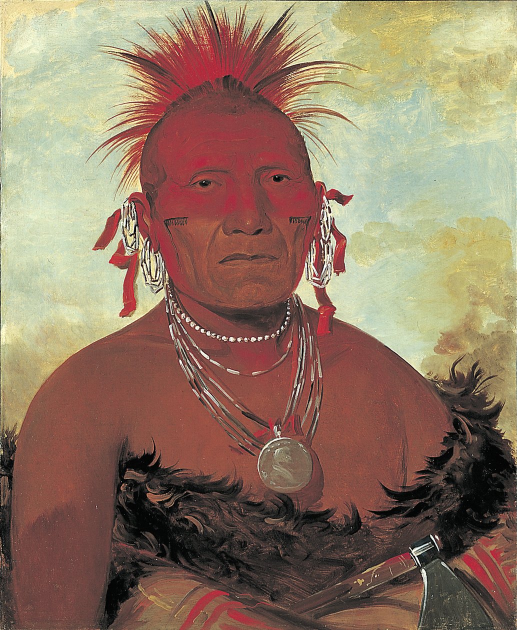 Shón-ka-ki-he-ga，马首领，大波尼族首领，1832年。 作者 乔治·卡特琳