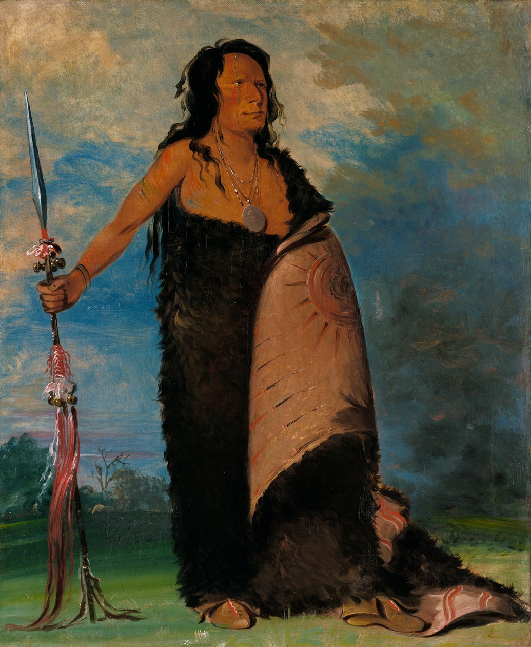 Shoo-de-gá-cha，烟，部落的首领，1832年。 作者 乔治·卡特琳
