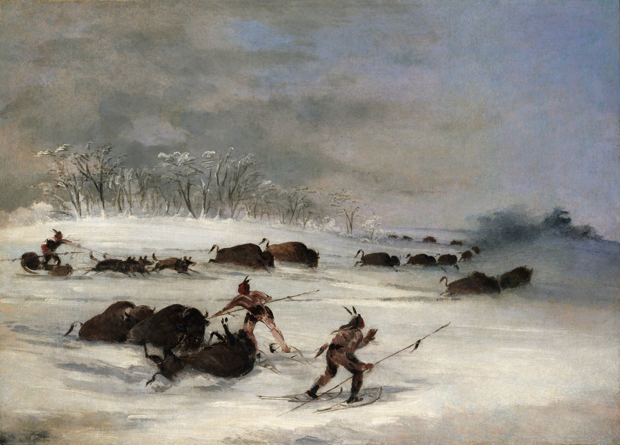 1846年至1848年，苏族印第安人踩着雪鞋在水牛城徘徊。 作者 乔治·卡特琳