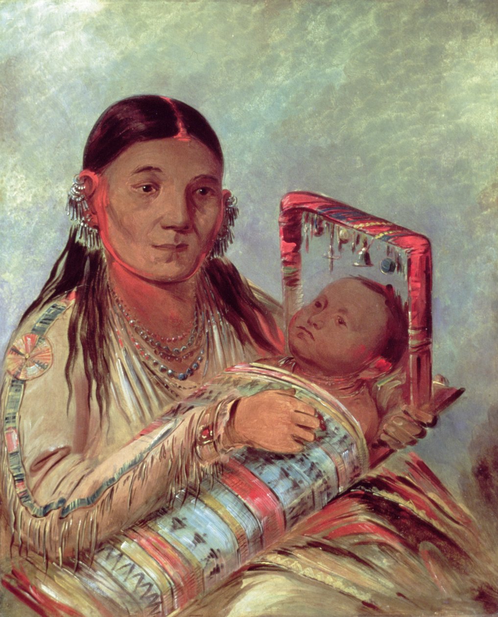 苏族母亲和婴儿，约1830年（布面油画 作者 乔治·卡特琳