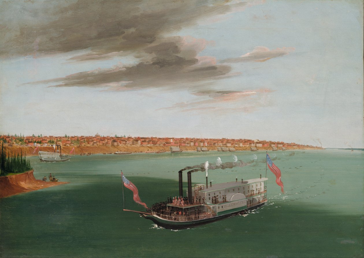 从河底看圣路易斯，1832-1833。 作者 乔治·卡特琳