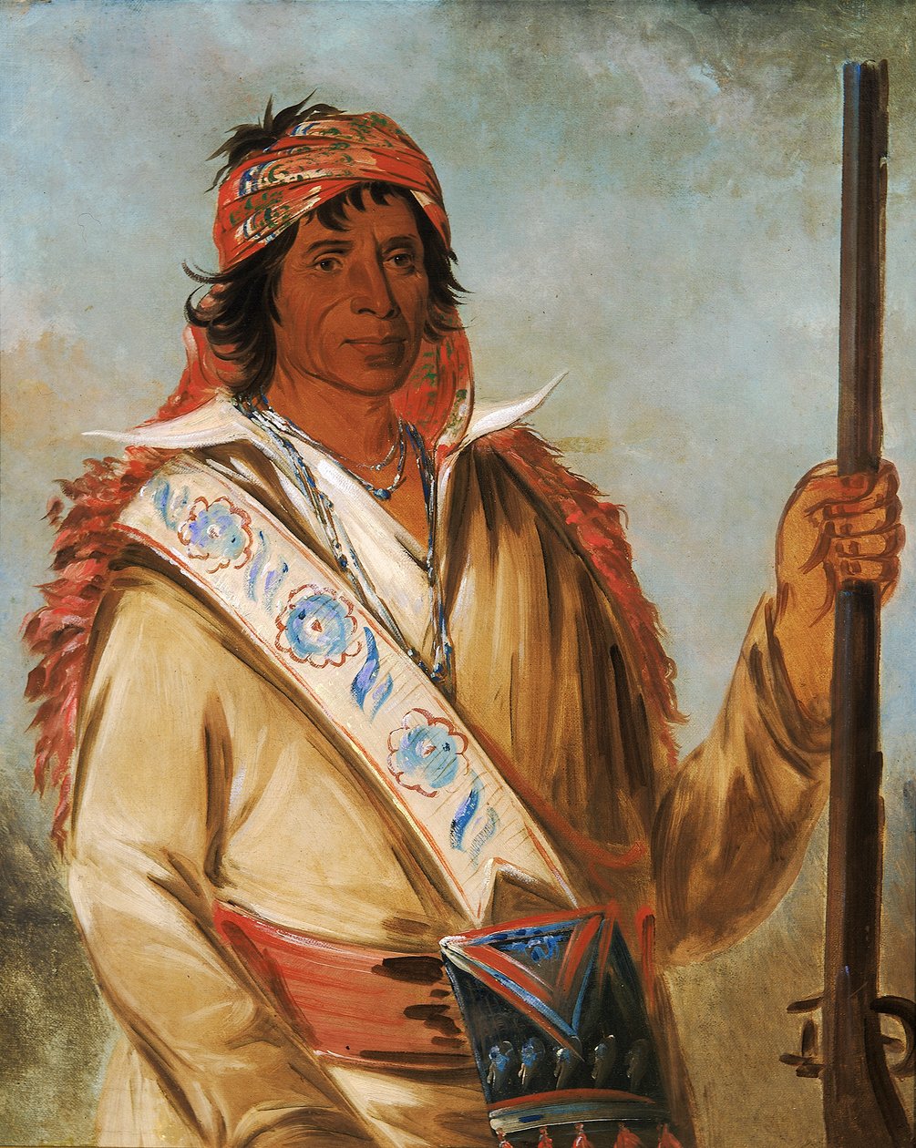 Steeh-tcha-kó-me-co，大王叫Ben Perryman，是个酋长，1834年。 作者 乔治·卡特琳