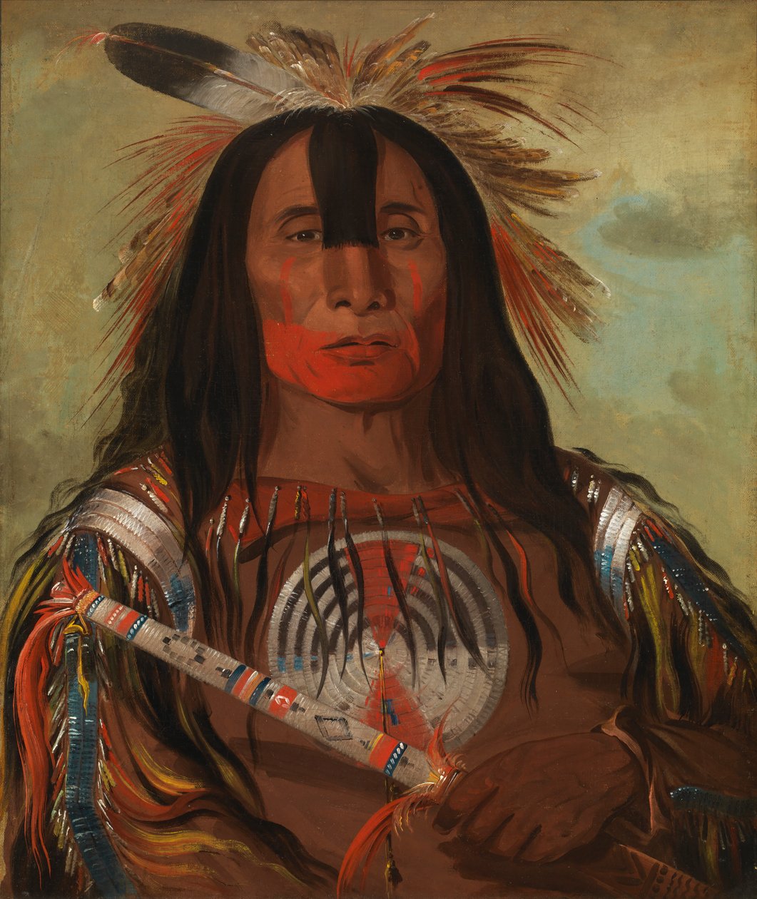 Stu-mick-o-súcks，水牛牛背肥，血族部落首领，1832年。 作者 乔治·卡特琳