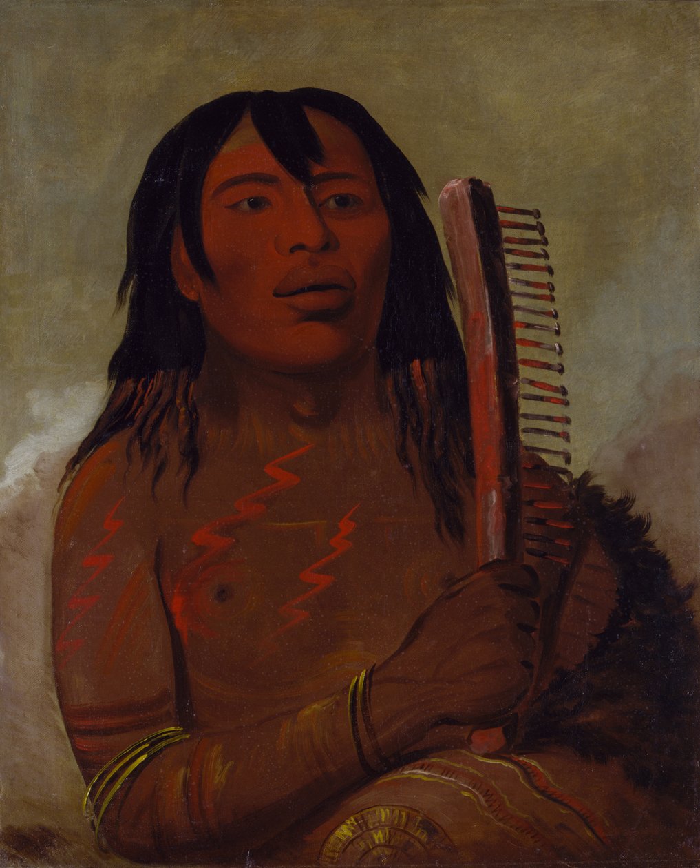 Tcha-dés-sa-ko-máh-pee，熊的孩子，1832年。 作者 乔治·卡特琳