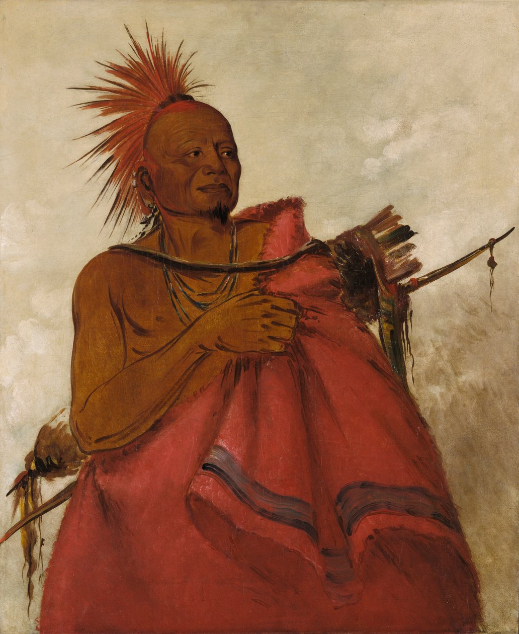Tcha-tó-ga，疯狂的水牛，杀害两个白人的凶手，1834年。 作者 乔治·卡特琳