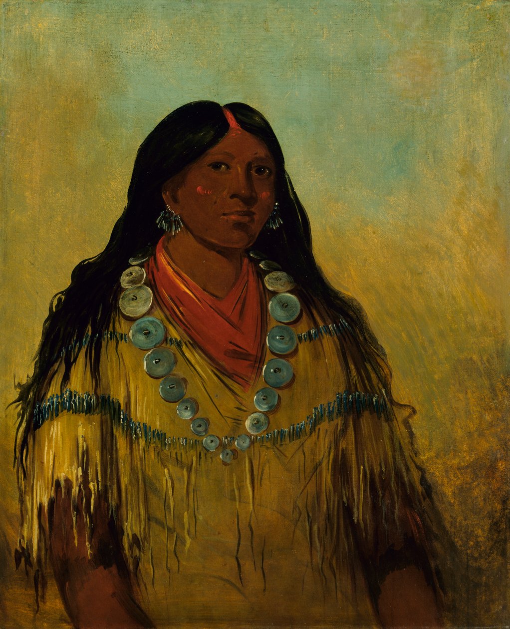 Tchow-ee-pút-o-kaw，一个女人，1834年。 作者 乔治·卡特琳