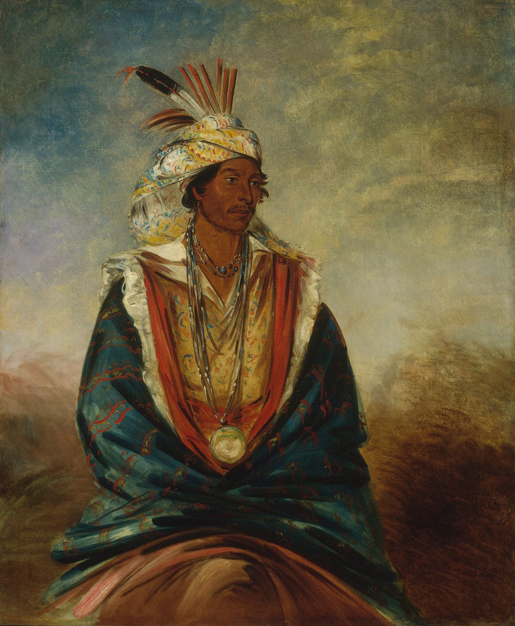 Tel-maz-há-za，一个杰出的战士，1834年。 作者 乔治·卡特琳