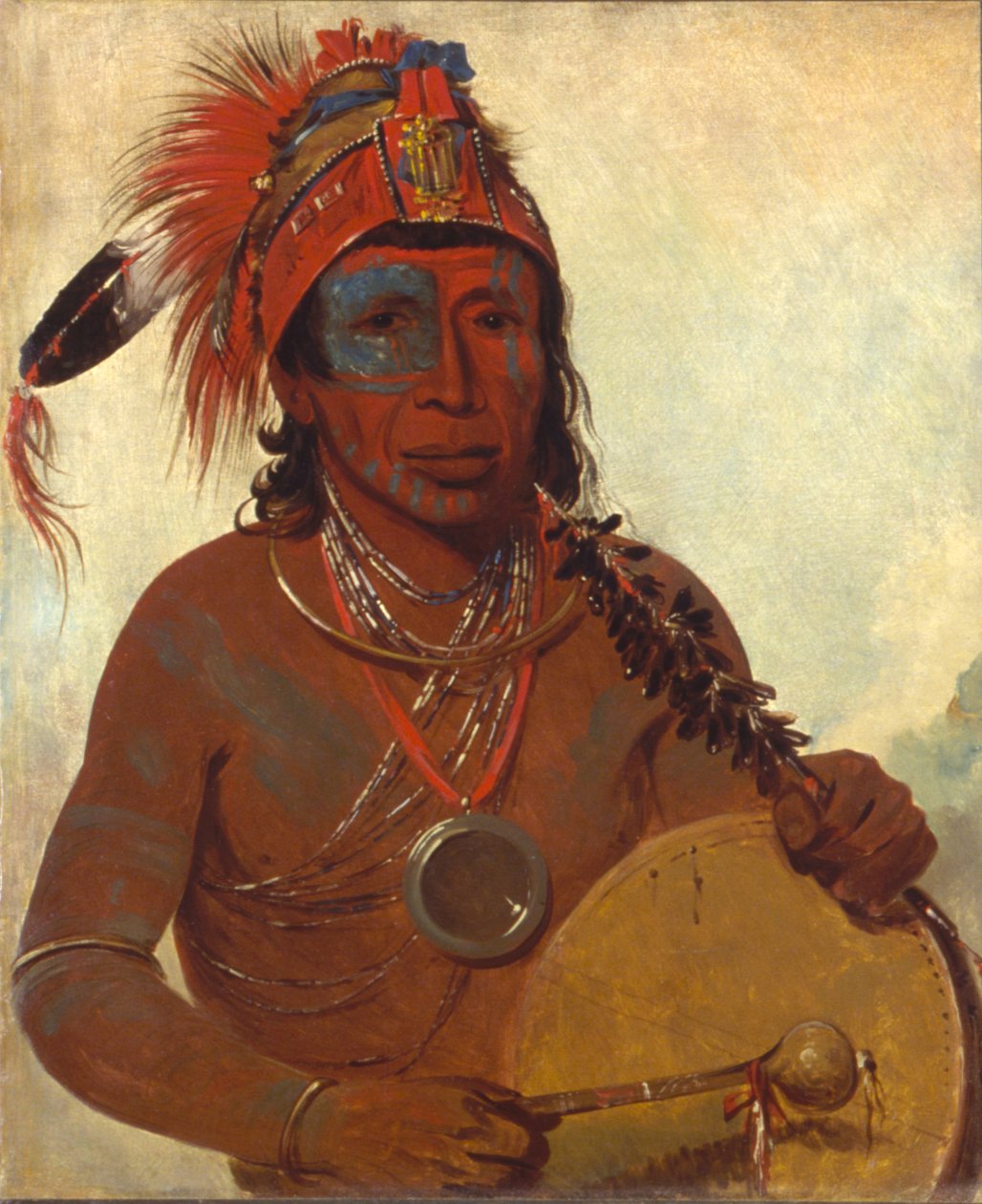 Tóh-towah-kón-da-pee，蓝药，Ting-ta-toah部落的一名药师，1835年。 作者 乔治·卡特琳