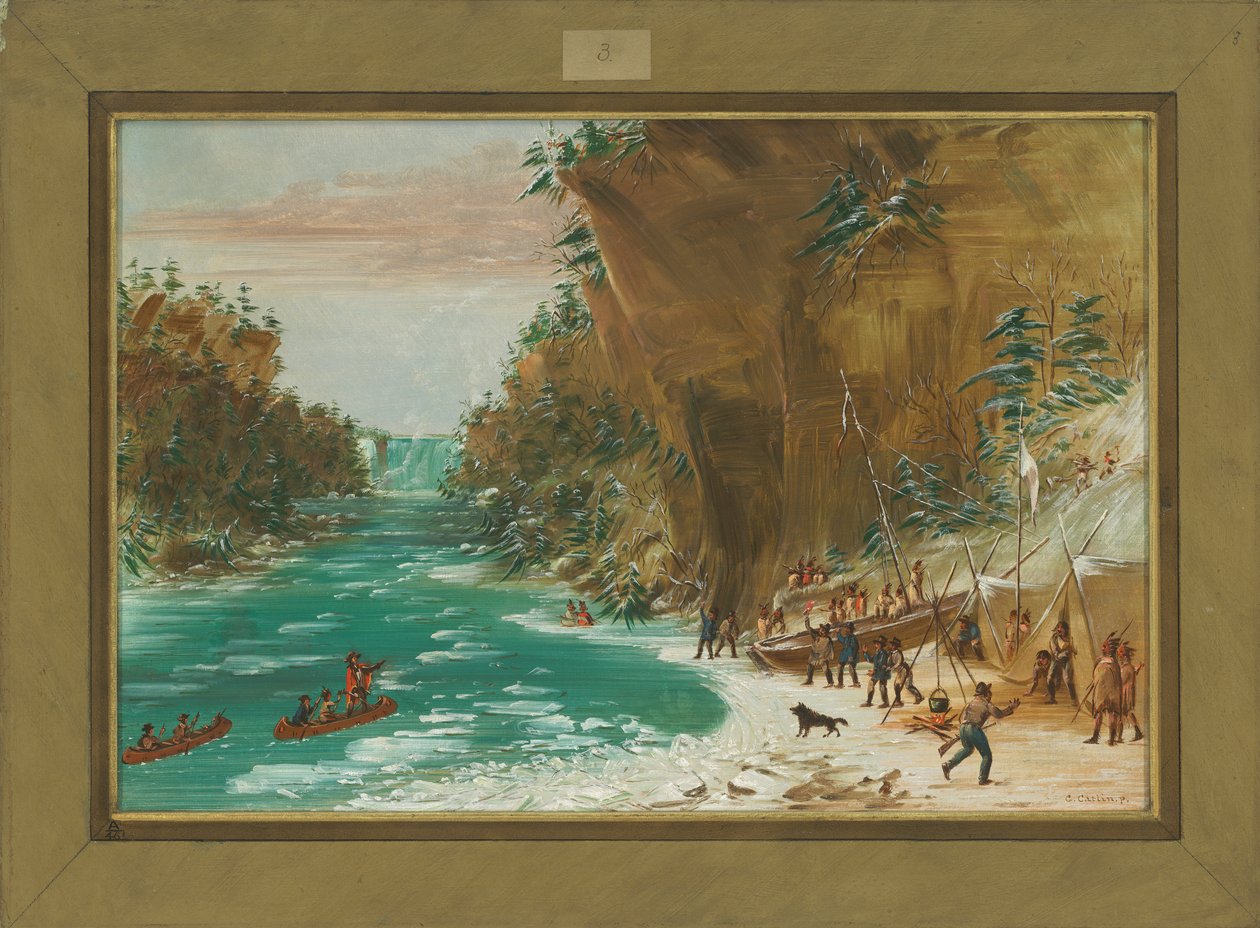 1679年1月20日，1847-48年，探险队在尼亚加拉大瀑布的下方扎营 作者 乔治·卡特琳