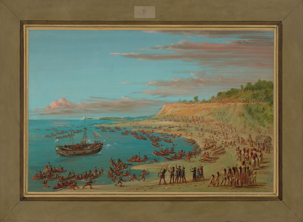 1679年8月27日，新格里芬进入麦基诺港口，1847-48年 作者 乔治·卡特琳