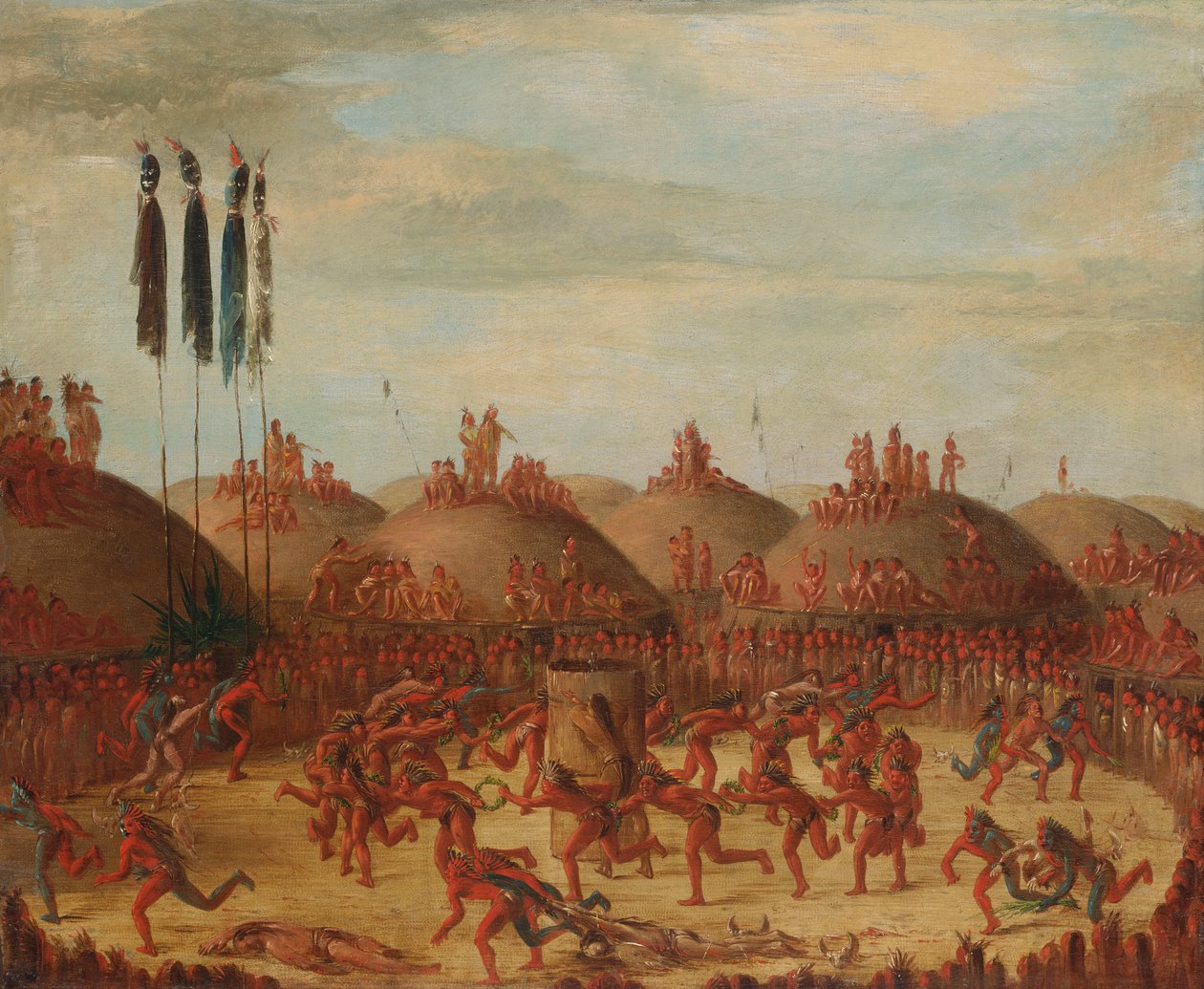最后的比赛，曼丹O-kee-pa仪式，1832年。 作者 乔治·卡特琳