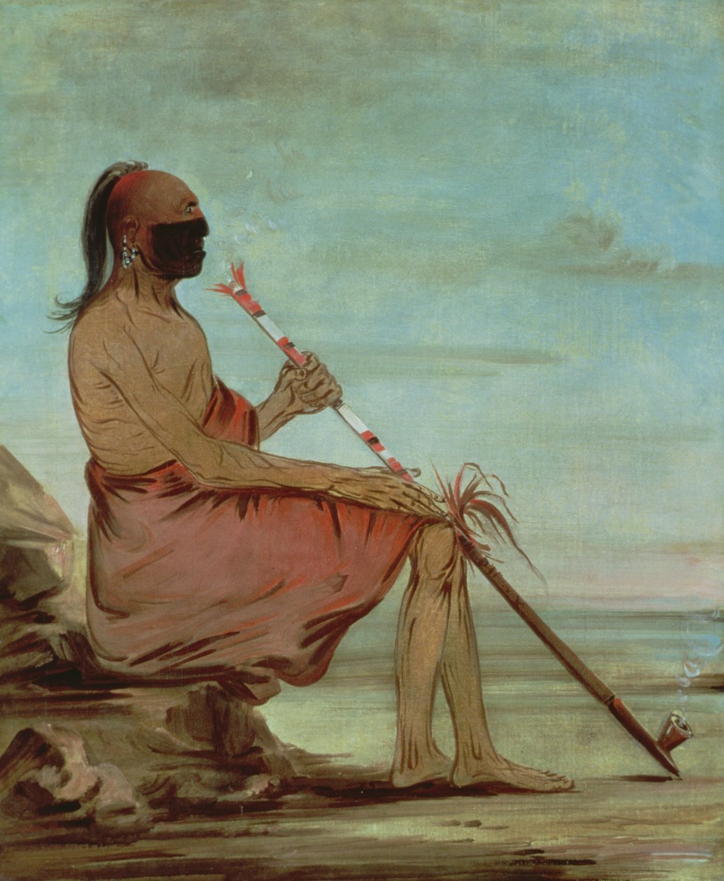 猫头鹰》，约1832年（油画板）。 作者 乔治·卡特琳