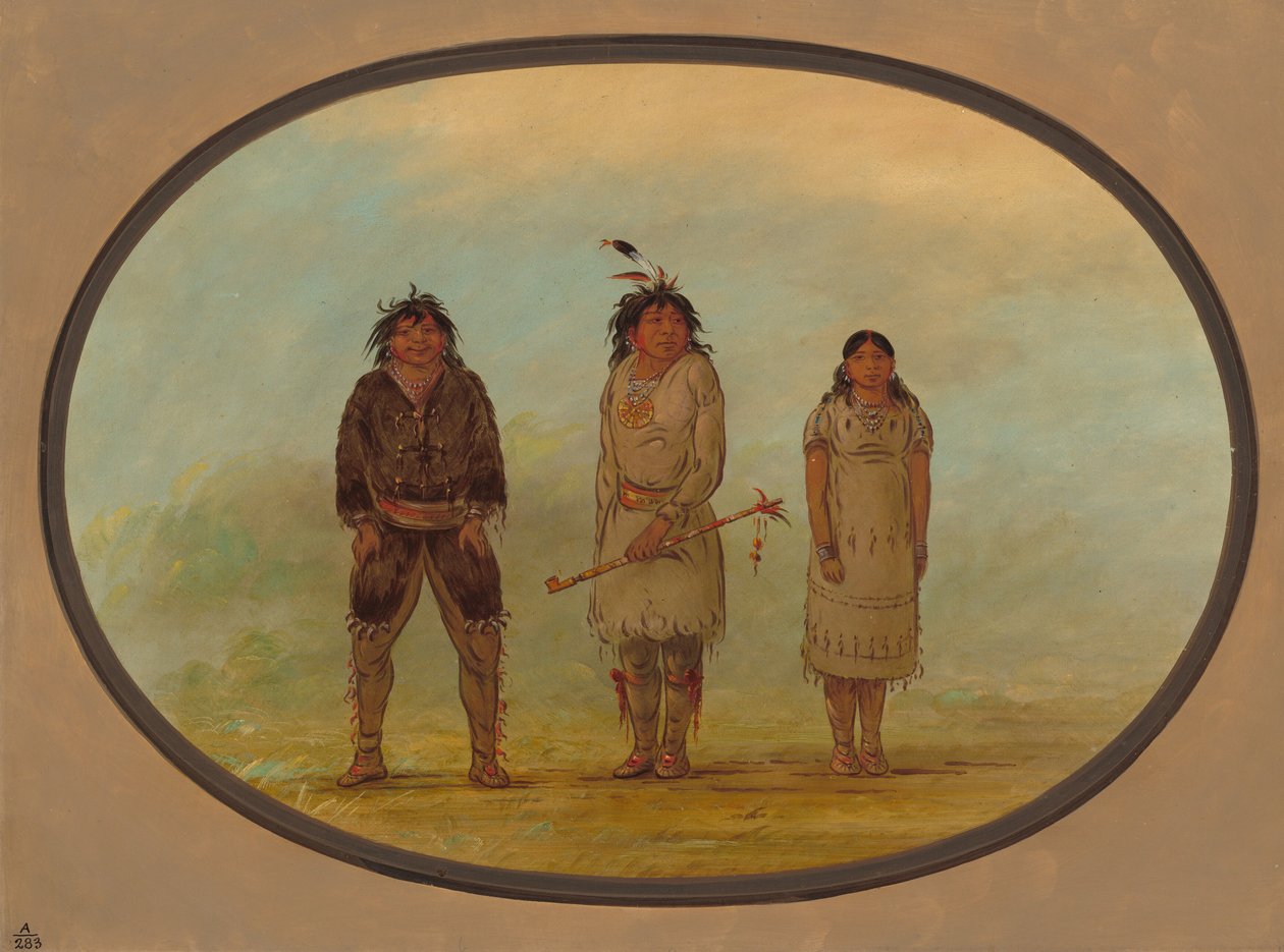 三个塞利什印第安人，18551869年。 作者 乔治·卡特琳