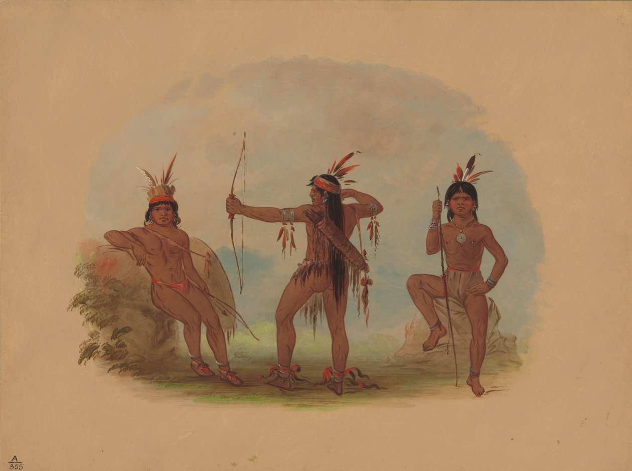 三个Woyaway印第安人，1854-1869。 作者 乔治·卡特琳
