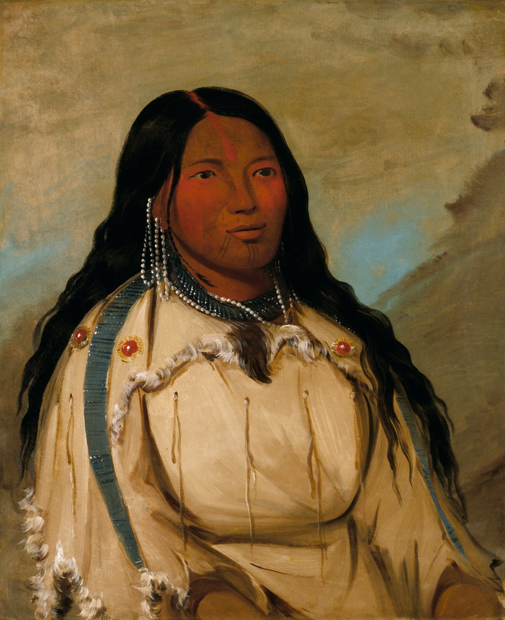 Tow-ée-ka-wet，一个克里族妇女，1832年。 作者 乔治·卡特琳