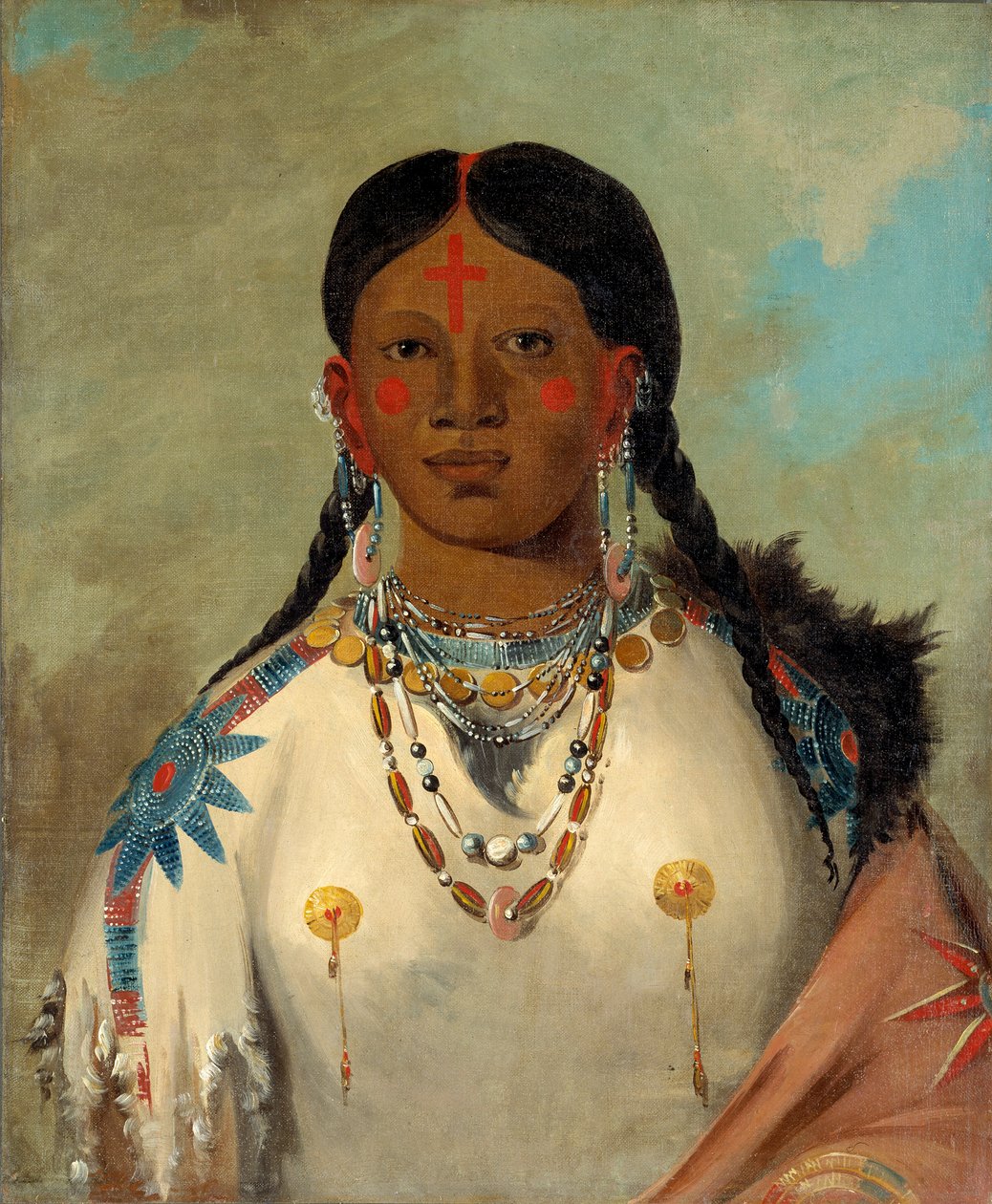 Tís-se-wóo-na-tís，《给膝盖洗澡的人》，酋长的妻子，1832年。 作者 乔治·卡特琳