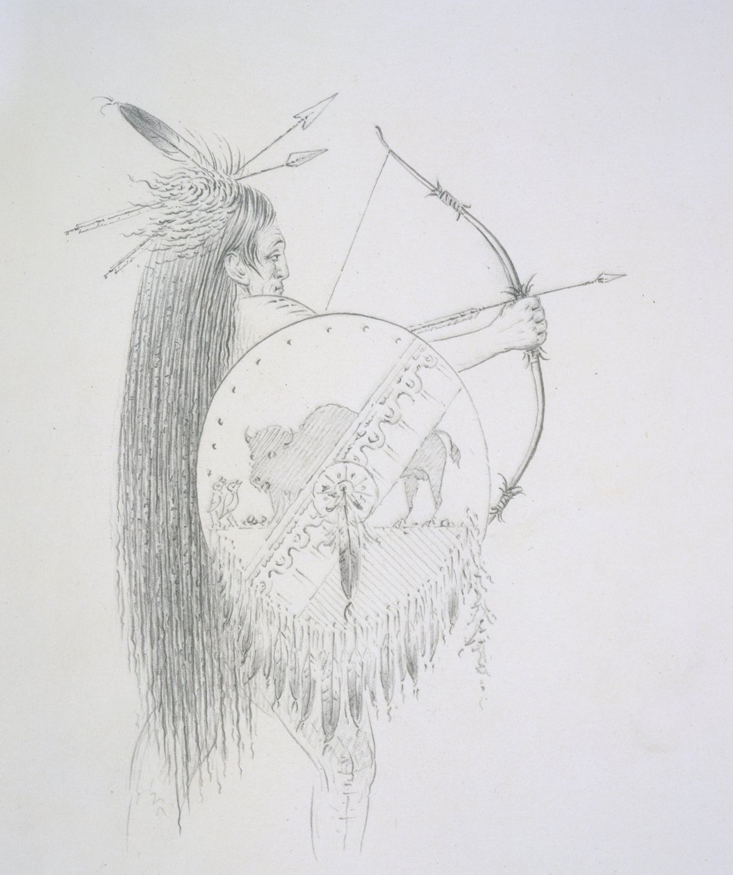 1852年，非ha-hon-she-kaw（长手指甲） 作者 乔治·卡特琳