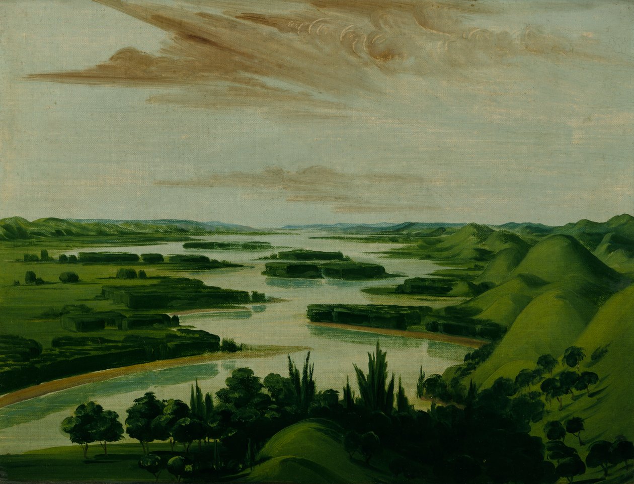从弗洛伊德的坟墓上看，在圣路易斯上空1300英里处，1832年。 作者 乔治·卡特琳