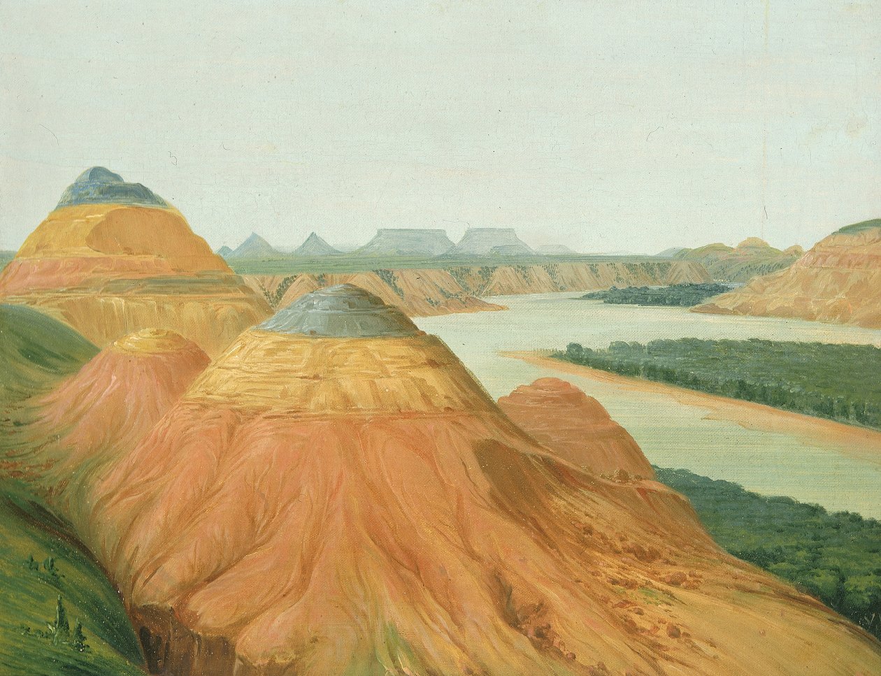 上密苏里州大弯的风景，1832年。 作者 乔治·卡特琳
